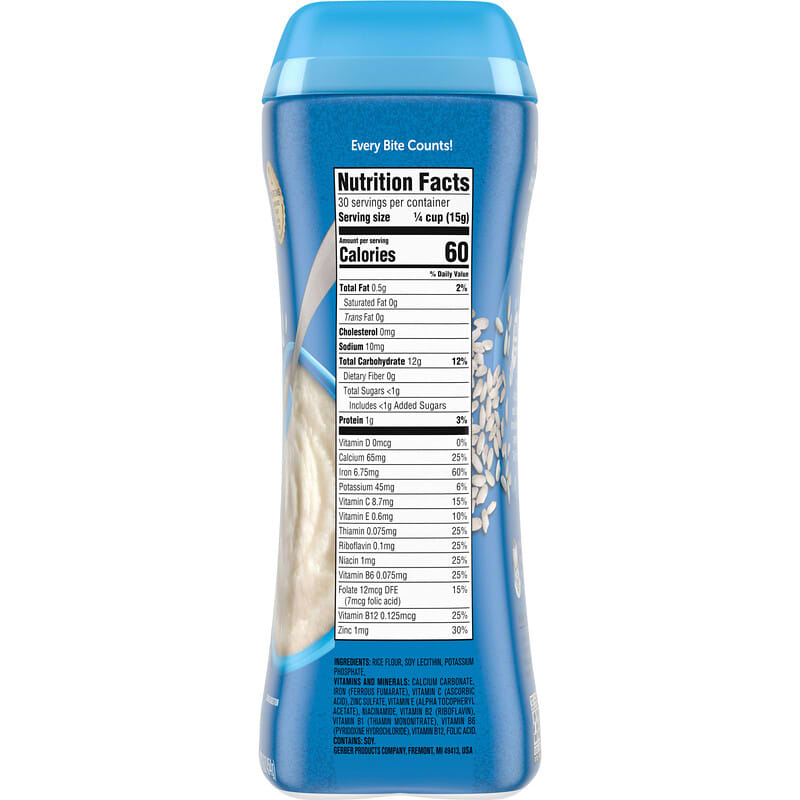 Gerber Rice Cereal for Baby 1st Foods Supported Sitter - 16oz/454g | Single Grain Cereal