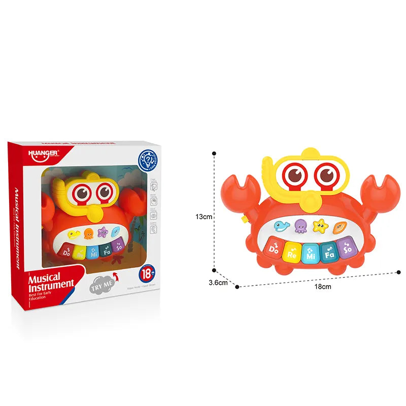 Huanger Musical Instrument Toy Piano - Crab Type | Finger Mental Visual Auditory Training for Ages 18 Months Plus - MINIMEE KIDS