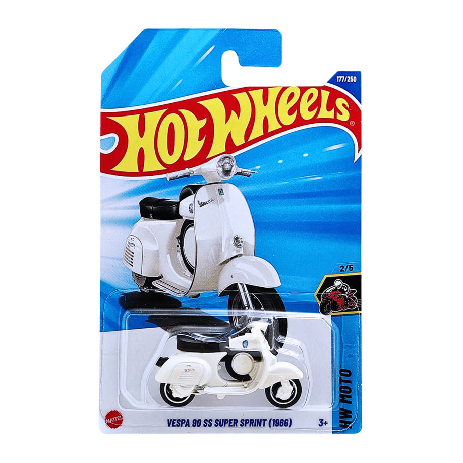 Hot Wheels 6-Car Collector Set – Vespa 90 SS Super Sprint 1966, Triumph Tiger 100, Porsche 904 Carrera GTS, Tesla Cyberquad, Monster Dairy Delivery & ’71 Mustang Funny Car