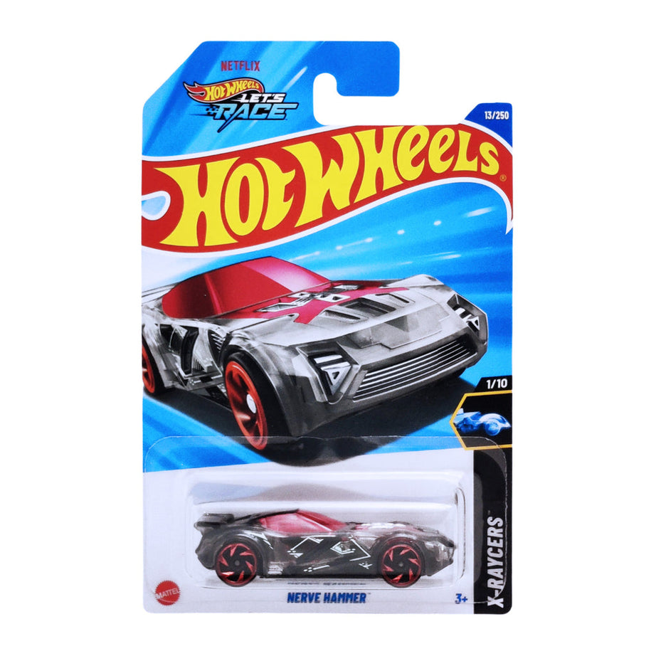 Hot Wheels Nerve Hammer Die-Cast Car – HW X-RAYCERS Series 1:64 Scale | Limited Edition 13/250 | Transparent Body & Red Accents