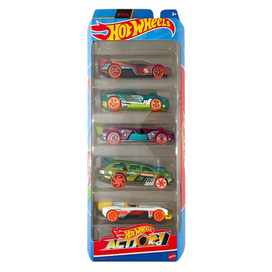 Hot Wheels HTV45 Action 5-Pack Die-Cast Cars | NETFLIX Edition Racing Vehicles | Collectible Toy Cars for Kids 3+