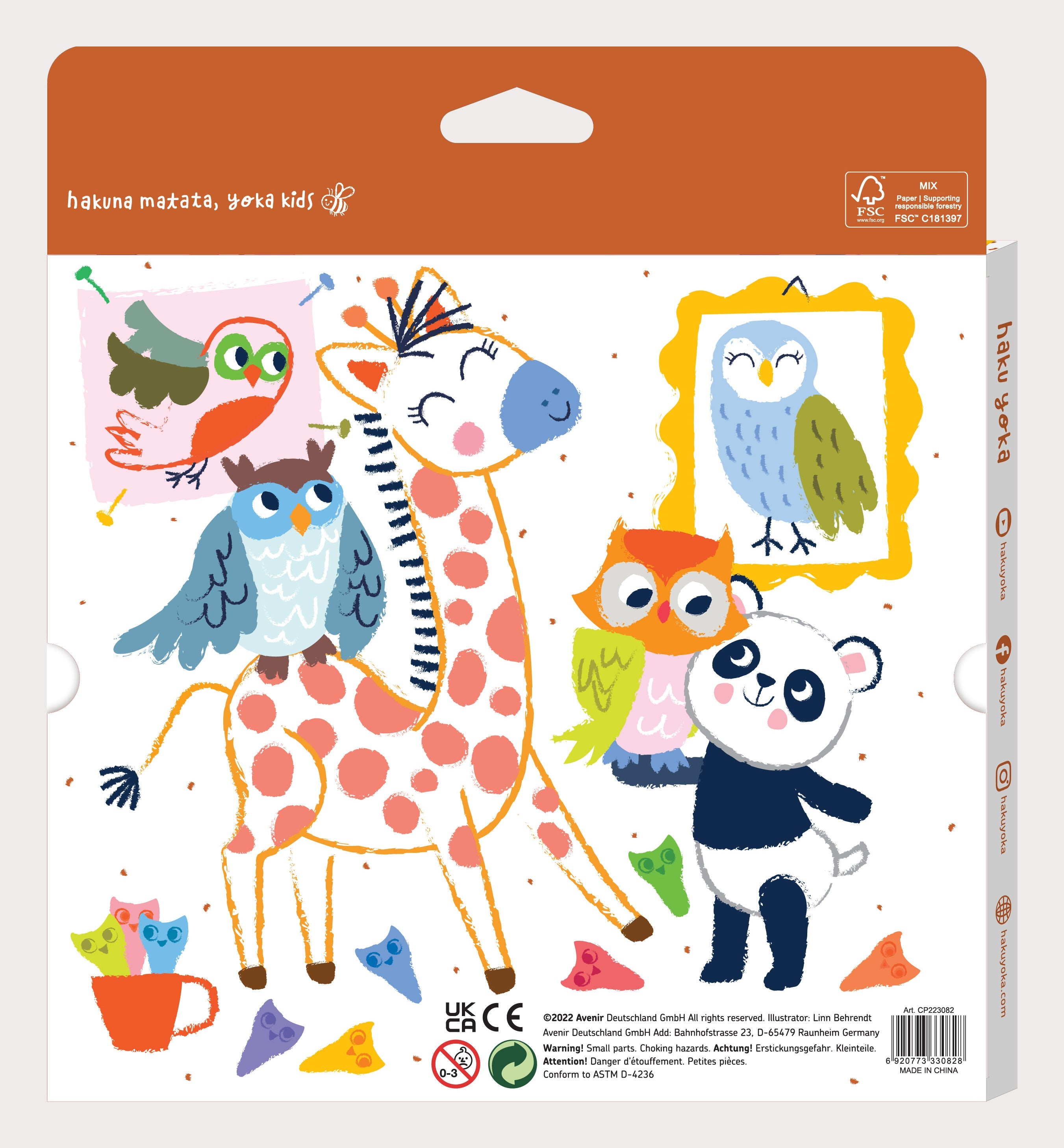 Avenir Haku Yoka 12 Mess-Free Durable Crayons for Toddlers | Easy-Grip Eco-Friendly Crayons with Smile & Owl Designs | Ages 2+