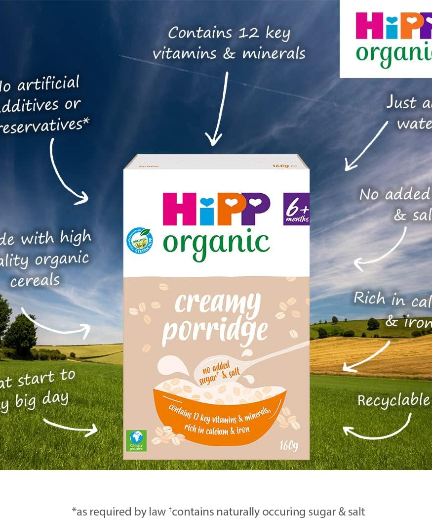 HiPP Organic Creamy Porridge for Babies 6 Months & Above | Smooth and Nutritious Baby Cereal | 160g - MINIMEE KIDS