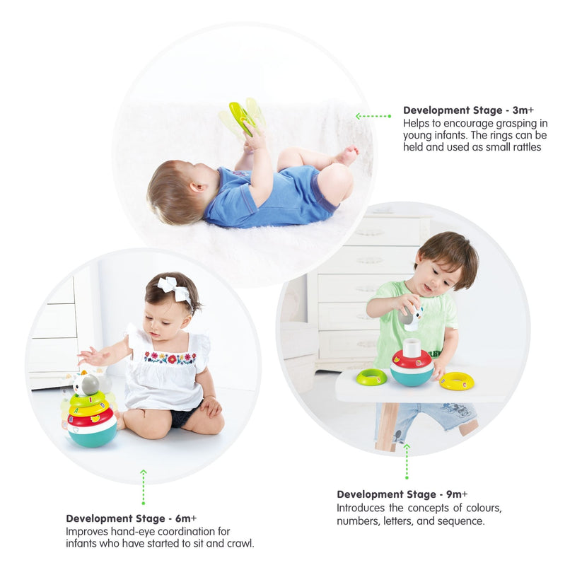 Hola Roly-Poly Unicorn Stacker Toy with Multicolored Rings and Rattle Sounds for Infants - MINIMEE KIDS