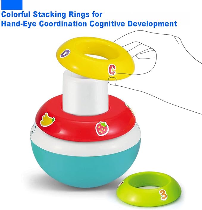 Hola Roly-Poly Unicorn Stacker Toy with Multicolored Rings and Rattle Sounds for Infants - MINIMEE KIDS