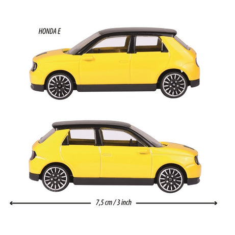 Majorette Street Cars Honda E | Officially Licensed Yellow Die-Cast Metal Electric Car, Realistic 1:64 Scale Model for Kids and Collectors Aged 3+