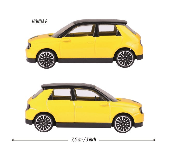 Majorette Street Cars Honda E | Officially Licensed Yellow Die-Cast Metal Electric Car, Realistic 1:64 Scale Model for Kids and Collectors Aged 3+