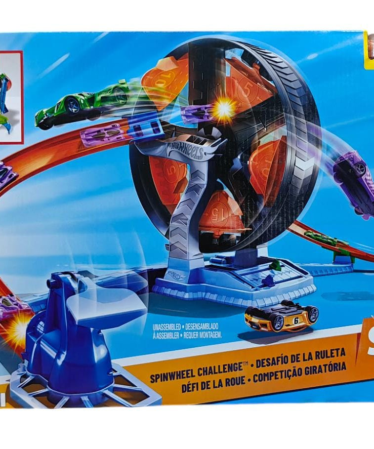 Hot Wheels Stunt Tracks Spinwheel Challenge Playset with High-Speed Launcher, Spinning Ferris Wheel Stunt & 1 Hot Wheels Car for Kids 5+ Years | GJM77