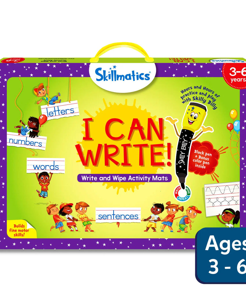 Skillmatics I Can Write: Write & Wipe Reusable Activity Mats for Kids Ages 3-6 | Fun Learning with 12 Engaging Activities to Enhance Writing Skills, Creativity, and Confidence - MINIMEE KIDS