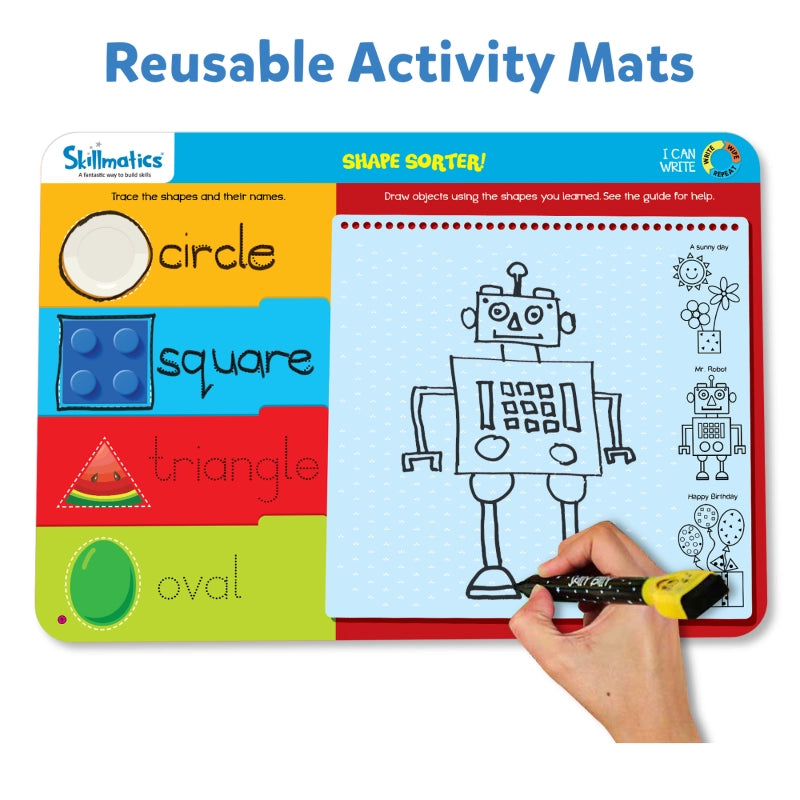 Skillmatics I Can Write: Write & Wipe Reusable Activity Mats for Kids Ages 3-6 | Fun Learning with 12 Engaging Activities to Enhance Writing Skills, Creativity, and Confidence - MINIMEE KIDS