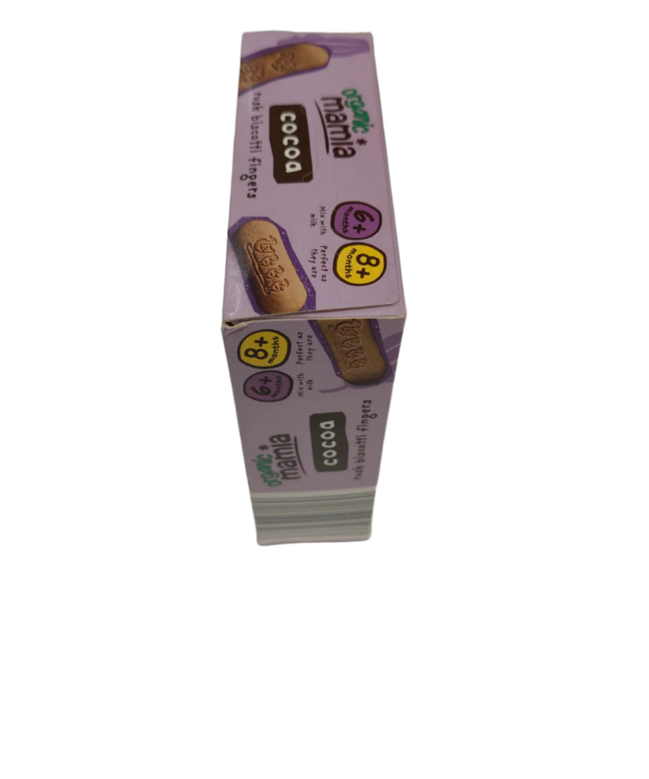 Organic Mamia Cocoa Rusk Biscotti Fingers for Babies 6+ Months & 8+ Months - 100g | Organic Teething Snack | No Artificial Colours or Flavourings | Perfect First Finger Food