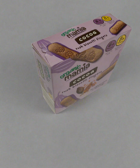 Organic Mamia Cocoa Rusk Biscotti Fingers for Babies 6+ Months & 8+ Months - 100g | Organic Teething Snack | No Artificial Colours or Flavourings | Perfect First Finger Food