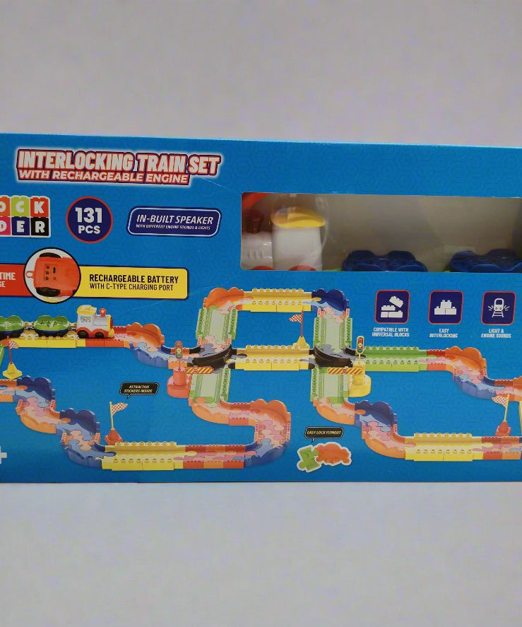 Mirana Block Rider Toy Train Set | 82-Piece with Multiple Journey Modes, Sounds & Announcements | 10+ Track Layouts | Fits Major Brands