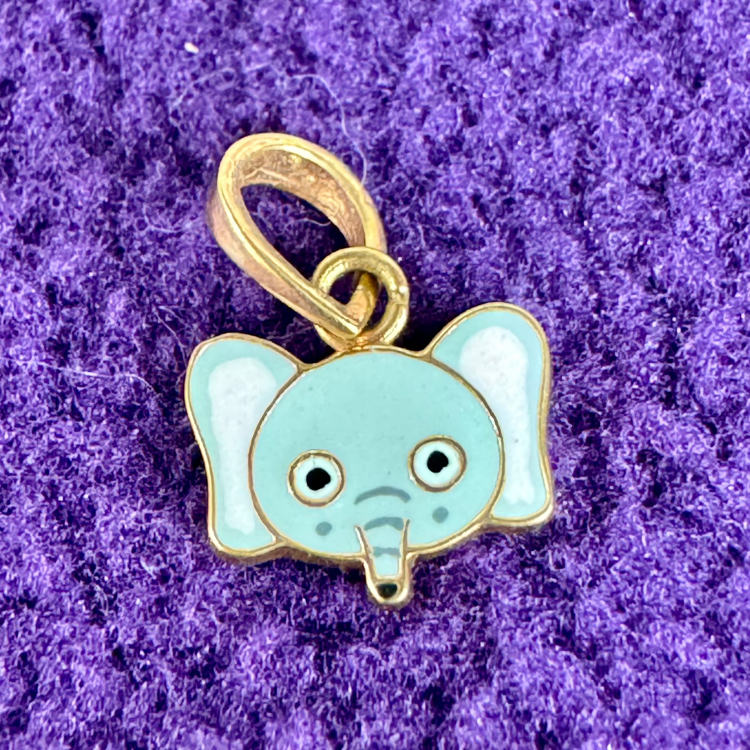 Kids' Cute Sky Blue Elephant Face Pendant in 18k Gold Adorable and Elegant Jewelry for Kids | Safe and Stylish