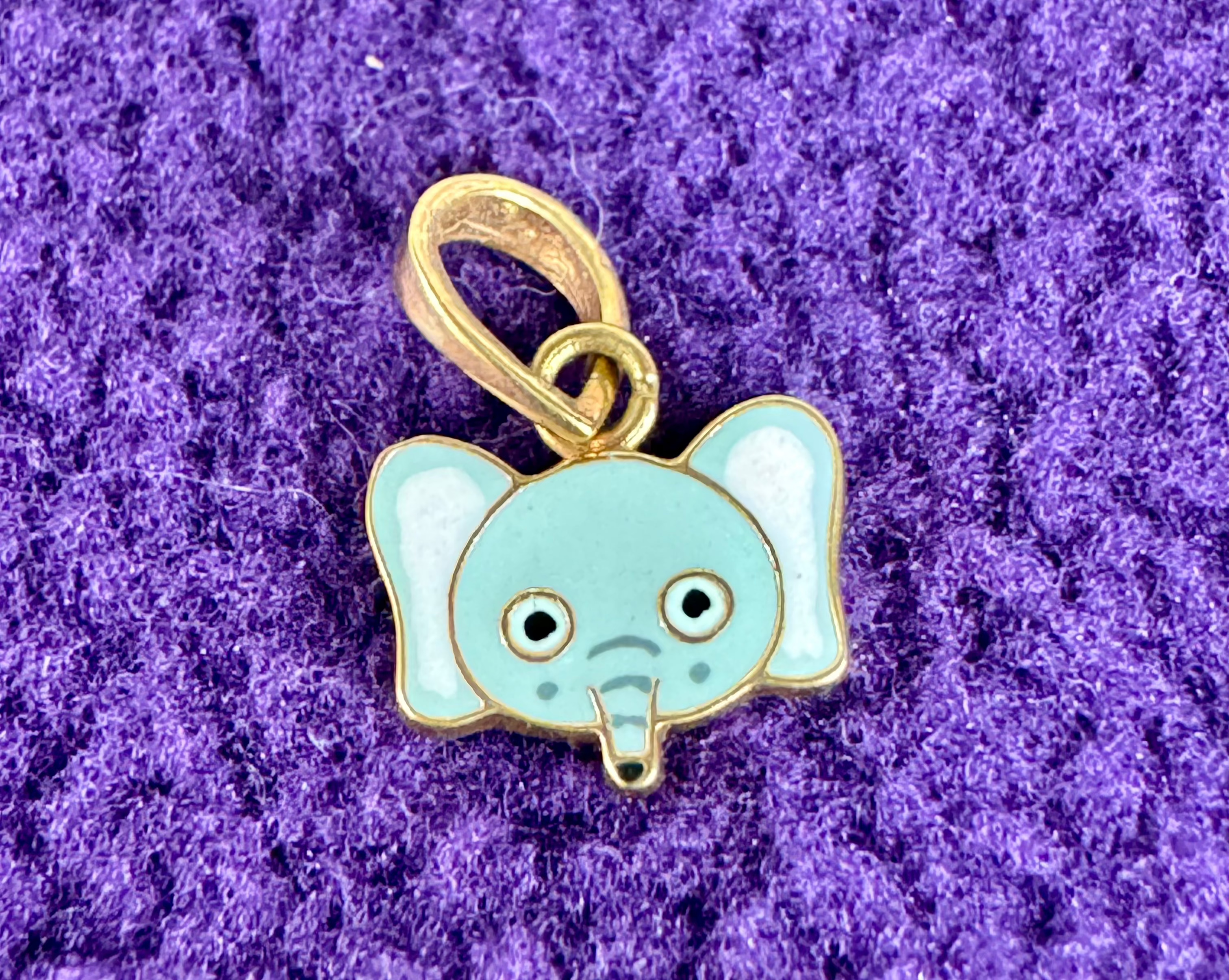 Kids' Cute Sky Blue Elephant Face Pendant in 18k Gold Adorable and Elegant Jewelry for Kids | Safe and Stylish