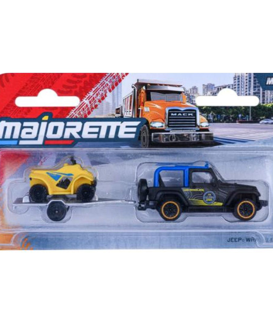 Majorette City Trailers Die-Cast Vehicle Set with Trailer – Metal Miniature Toy Vehicles | 6 Assorted Variants | Moving Parts | 13cm Collectible Toy Cars for Kids 3+ Years