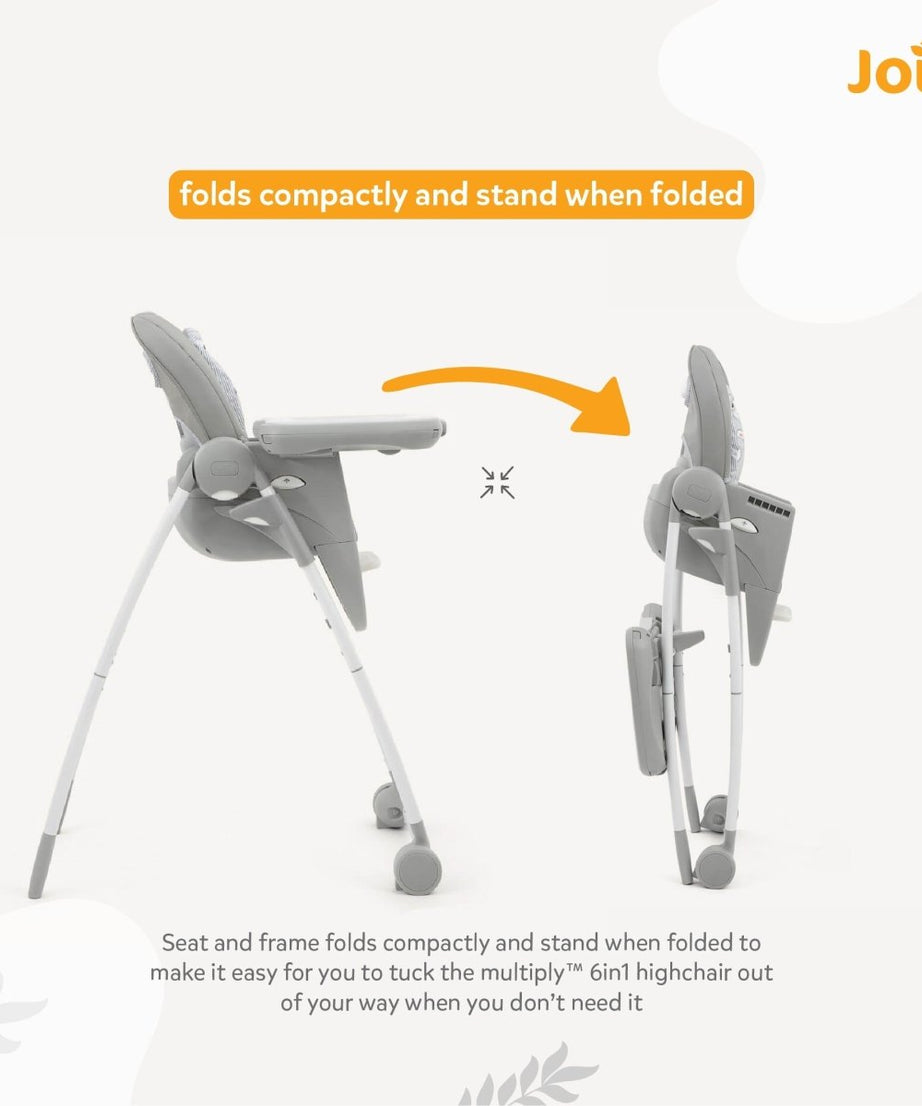 Joie Multiply 6-in-1 Convertible Highchair | Baby to Toddler Booster & Play Table | Adjustable Height & Recline | 6m-6y - Portrait Grey - MINIMEE KIDS