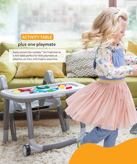 Joie Multiply 6-in-1 Convertible Highchair | Baby to Toddler Booster & Play Table | Adjustable Height & Recline | 6m-6y - Speckled - MINIMEE KIDS