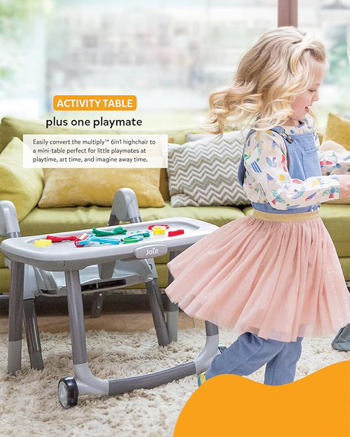 Joie Multiply 6-in-1 Convertible Highchair | Baby to Toddler Booster & Play Table | Adjustable Height & Recline | 6m-6y - Speckled - MINIMEE KIDS