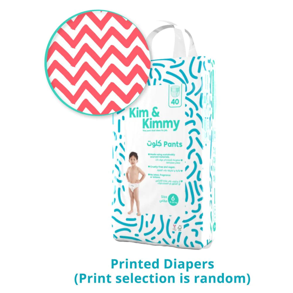 Kim & Kimmy Size 6 Pant Style Diapers 15-20 kg, Pack of 40 Diapers Ultimate Comfort and Freedom for Active Toddlers | Ultra-Absorbent and Gentle - MINIMEE KIDS