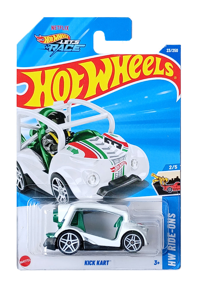 Hot Wheels Kick Kart (23/250), HW Ride-Ons Series (2/5), Netflix "Hot Wheels Let's Race" Edition, 1:64 Scale Die-Cast Go-Kart for Kids & Collectors Aged 3+
