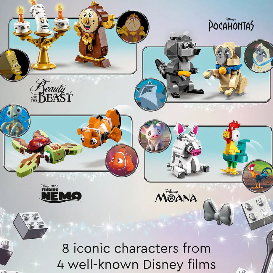 Lego Disney Duos 43226 – Buildable Disney Companions from Beauty and the Beast, Moana, Finding Nemo & Pocahontas – 553 Pieces – Posable Display Figures for Kids Aged 6+