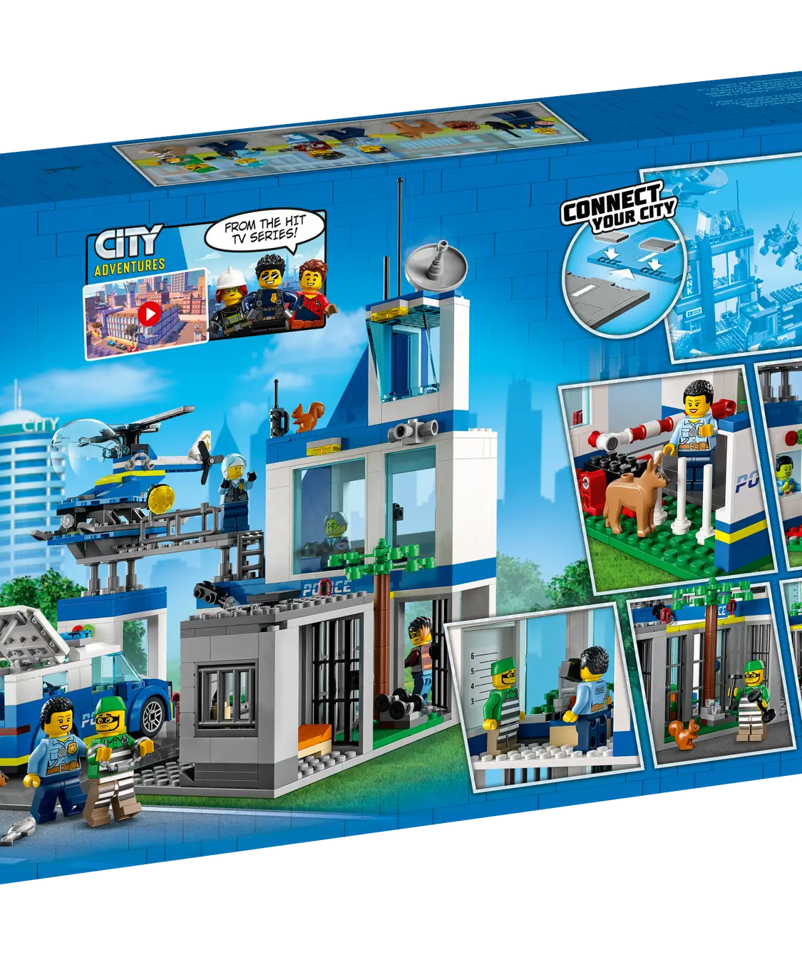 LEGO City 60316 Police Station Building Set – 668 Pieces with 5 Minifigures, Escape Motorcycle, Dog Figure, and Police Vehicle – Creative Play for Kids Ages 6+