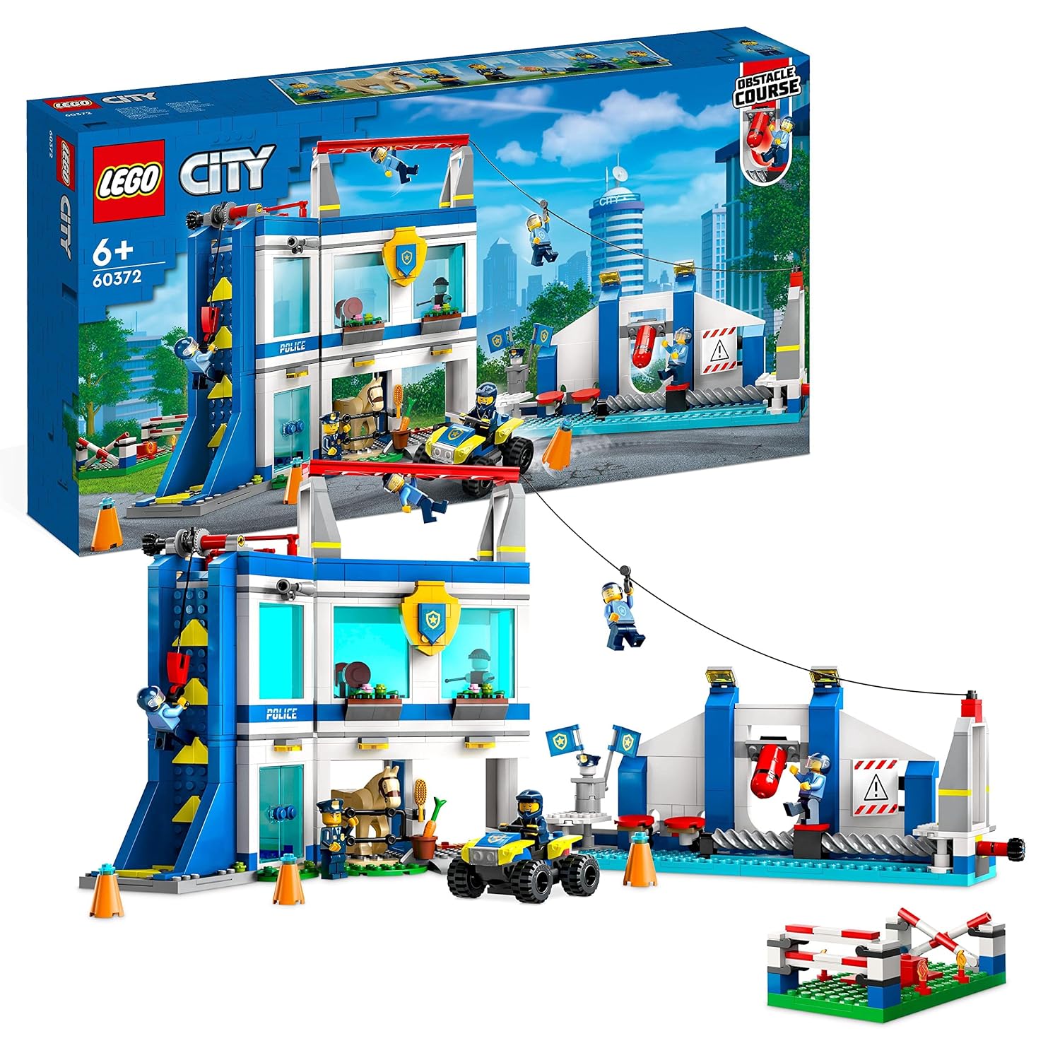 LEGO City 60372 - Police Training Academy | 823 Pieces | Obstacle Course Set with Ziplines, Rope Swings, Minifigures & More – Perfect for Ages 7+, Imaginative Play & Fun LEGO Gift Idea