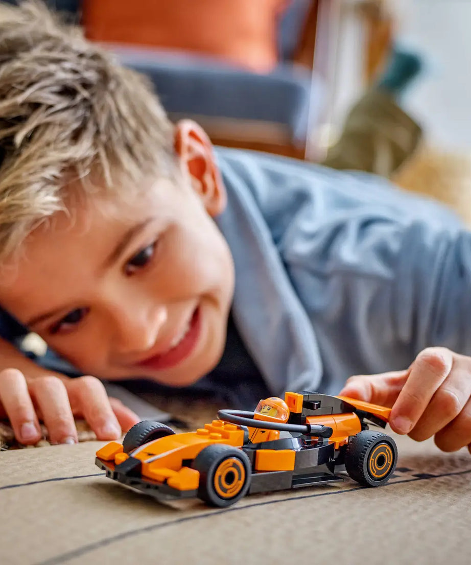 LEGO City F1 Driver with McLaren Race Car 60442 – 86 Piece Formula 1 Building Set, Orange Racing Car & Minifigure, Official McLaren Licensed Gift for Kids 6+