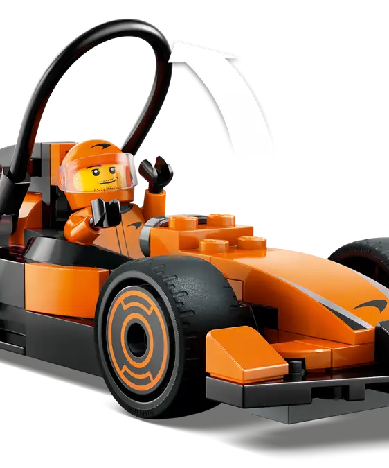 LEGO City F1 Driver with McLaren Race Car 60442 – 86 Piece Formula 1 Building Set, Orange Racing Car & Minifigure, Official McLaren Licensed Gift for Kids 6+