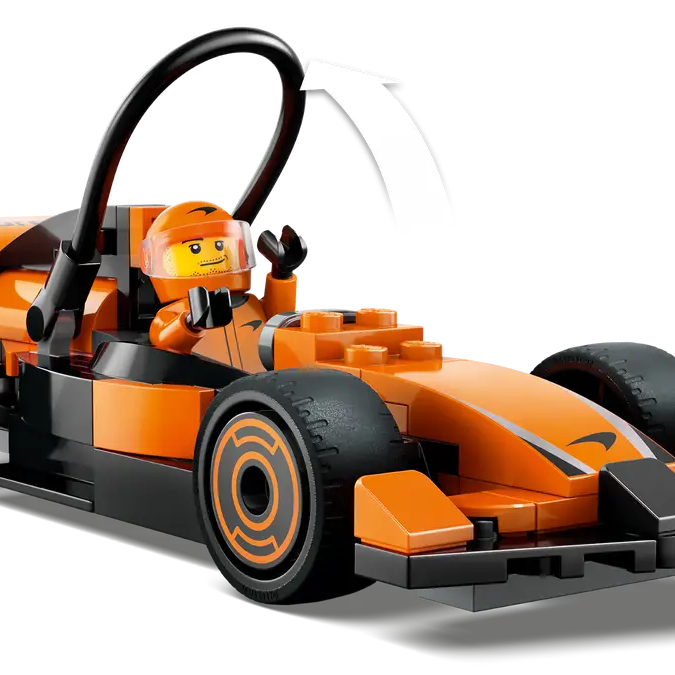 LEGO City F1 Driver with McLaren Race Car 60442 – 86 Piece Formula 1 Building Set, Orange Racing Car & Minifigure, Official McLaren Licensed Gift for Kids 6+
