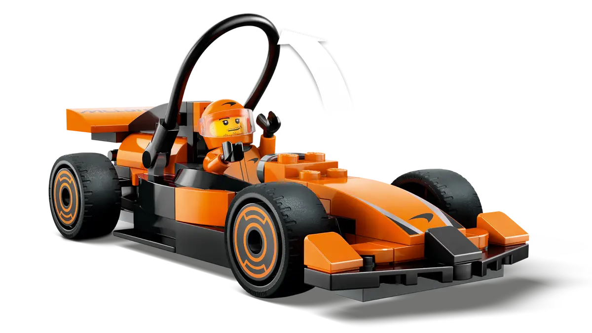 LEGO City F1 Driver with McLaren Race Car 60442 – 86 Piece Formula 1 Building Set, Orange Racing Car & Minifigure, Official McLaren Licensed Gift for Kids 6+