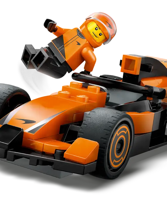 LEGO City F1 Driver with McLaren Race Car 60442 – 86 Piece Formula 1 Building Set, Orange Racing Car & Minifigure, Official McLaren Licensed Gift for Kids 6+