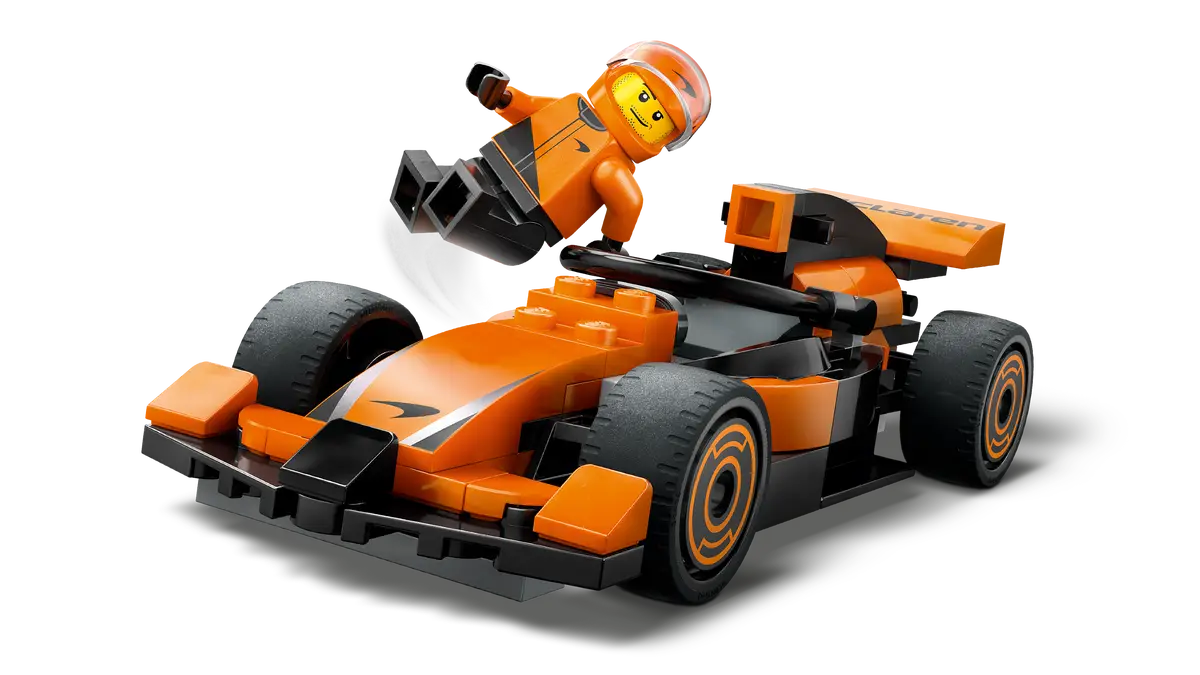 LEGO City F1 Driver with McLaren Race Car 60442 – 86 Piece Formula 1 Building Set, Orange Racing Car & Minifigure, Official McLaren Licensed Gift for Kids 6+