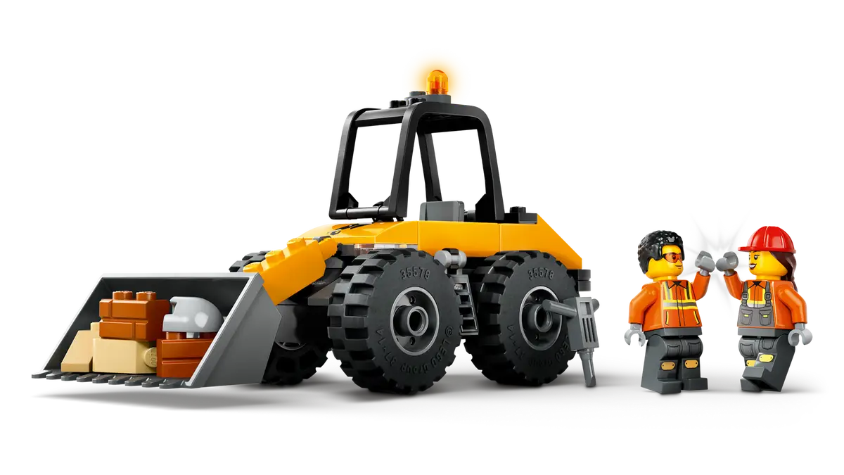LEGO City Yellow Construction Wheel Loader 60450 – 81 Piece Building Kit for Kids 4+, Easy-Build Digger Toy with Minifigures, Realistic Wheels & Accessories, STEM Gift