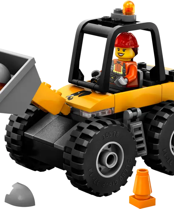 LEGO City Yellow Construction Wheel Loader 60450 – 81 Piece Building Kit for Kids 4+, Easy-Build Digger Toy with Minifigures, Realistic Wheels & Accessories, STEM Gift
