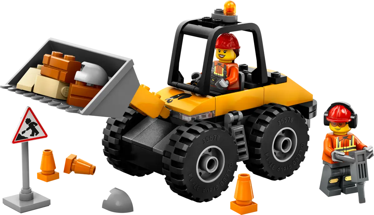 LEGO City Yellow Construction Wheel Loader 60450 – 81 Piece Building Kit for Kids 4+, Easy-Build Digger Toy with Minifigures, Realistic Wheels & Accessories, STEM Gift