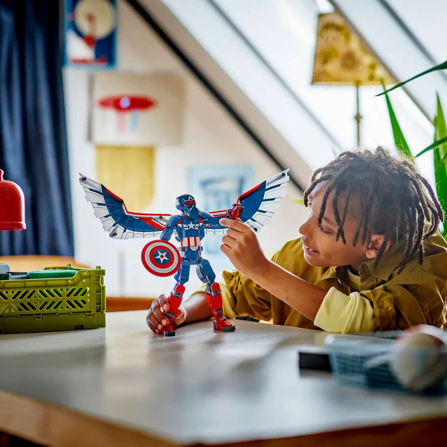 LEGO Marvel 76296 New Captain America Construction Figure, Fully Posable Superhero Action Figure with Iconic Shield, Detachable Redwing Drone, and Buildable Wings, Toy for Kids Aged 8+ (359 Pieces)