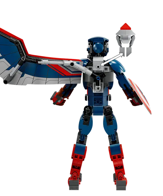 LEGO Marvel 76296 New Captain America Construction Figure, Fully Posable Superhero Action Figure with Iconic Shield, Detachable Redwing Drone, and Buildable Wings, Toy for Kids Aged 8+ (359 Pieces)