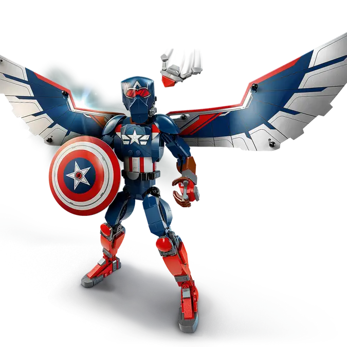 LEGO Marvel 76296 New Captain America Construction Figure, Fully Posable Superhero Action Figure with Iconic Shield, Detachable Redwing Drone, and Buildable Wings, Toy for Kids Aged 8+ (359 Pieces)
