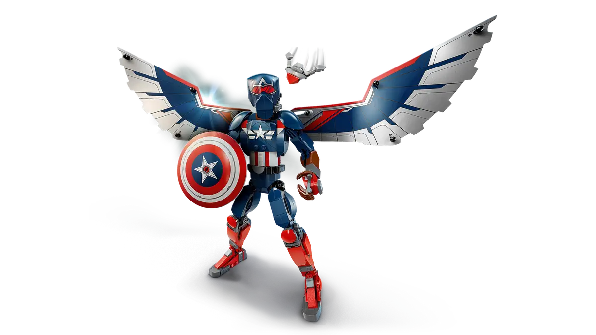 LEGO Marvel 76296 New Captain America Construction Figure, Fully Posable Superhero Action Figure with Iconic Shield, Detachable Redwing Drone, and Buildable Wings, Toy for Kids Aged 8+ (359 Pieces)