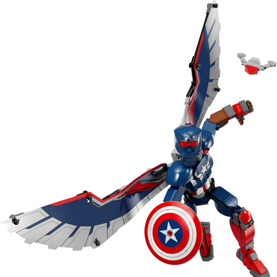 LEGO Marvel 76296 New Captain America Construction Figure, Fully Posable Superhero Action Figure with Iconic Shield, Detachable Redwing Drone, and Buildable Wings, Toy for Kids Aged 8+ (359 Pieces)