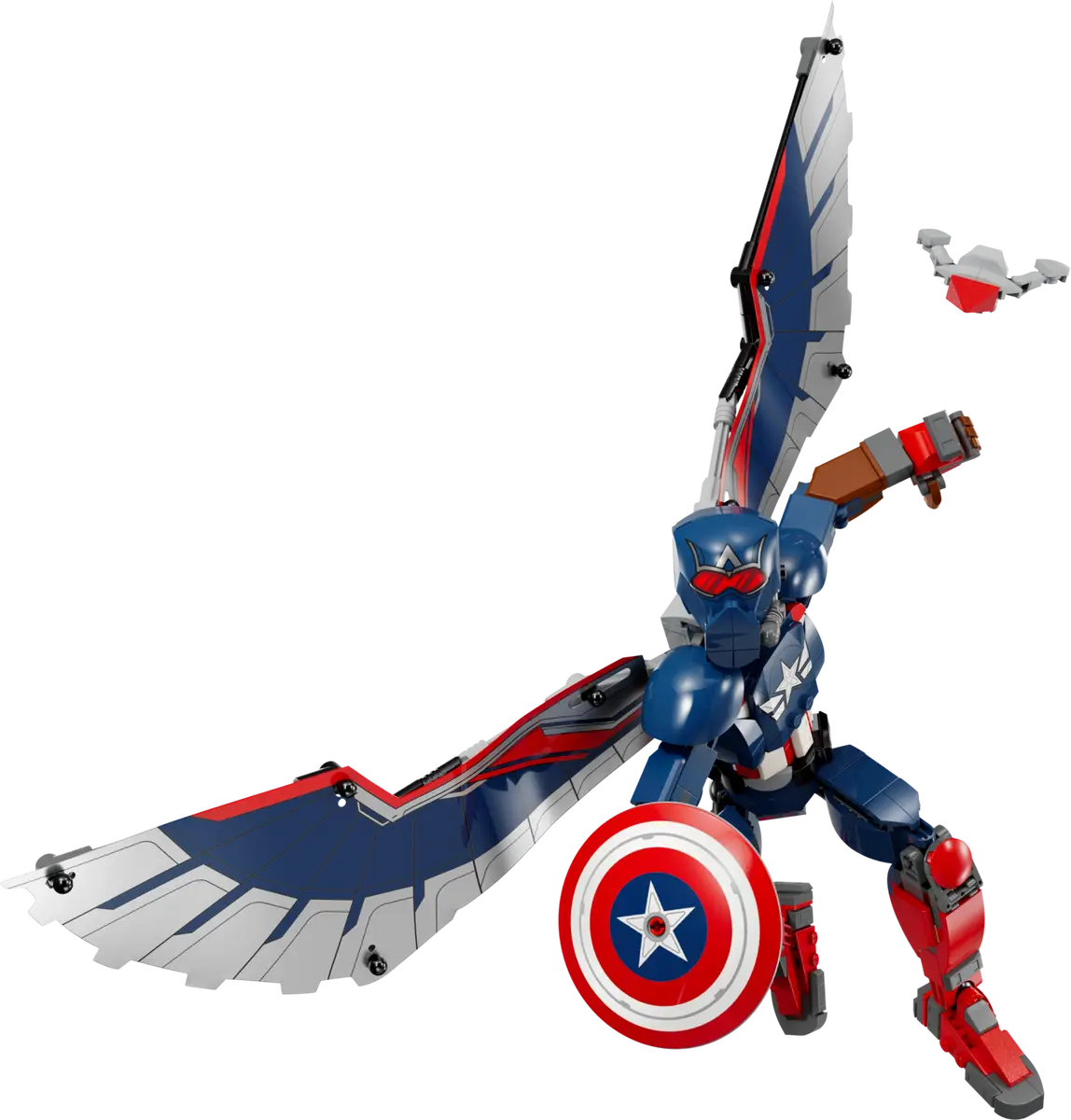 LEGO Marvel 76296 New Captain America Construction Figure, Fully Posable Superhero Action Figure with Iconic Shield, Detachable Redwing Drone, and Buildable Wings, Toy for Kids Aged 8+ (359 Pieces)