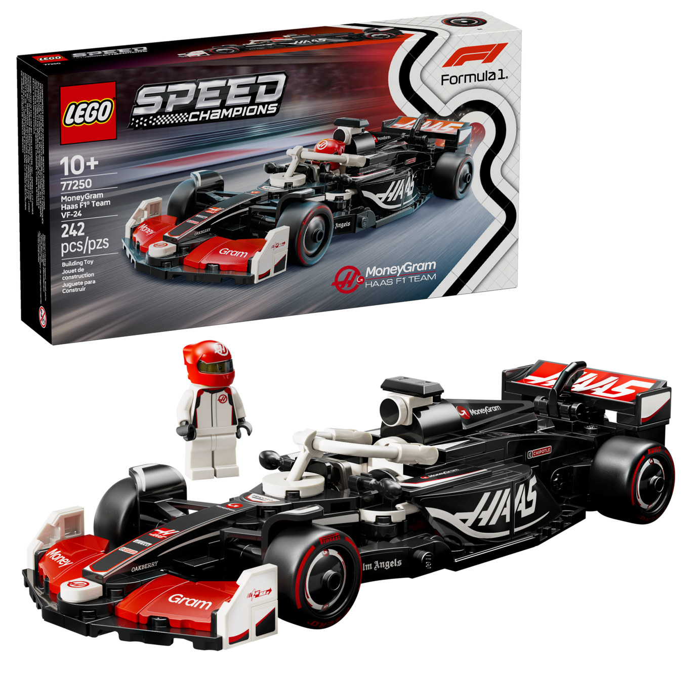LEGO Speed Champions 77250 MoneyGram Haas F1 Team VF-24 | 242-Piece Formula 1 Model Car | Includes Driver Minifigure | Minimee Kids India