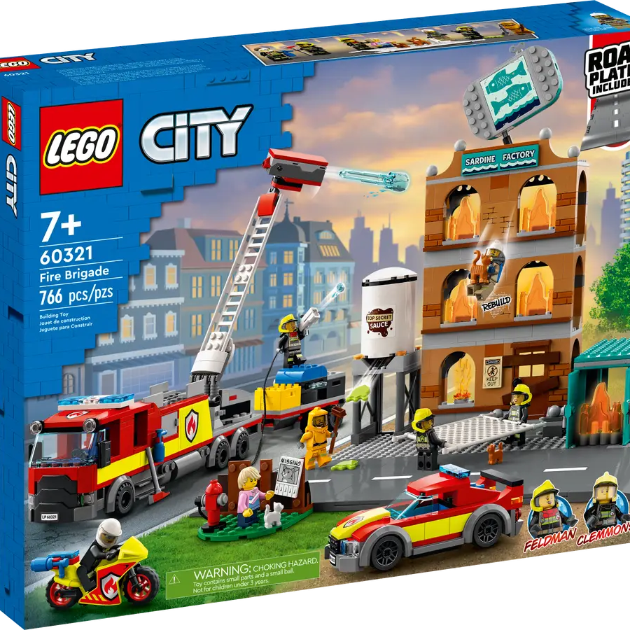 LEGO City 60321 Fire Brigade Set – 766 Pieces – For Kids 7+ Years – Fire Truck, Helicopter, and Building Blaze Rescue