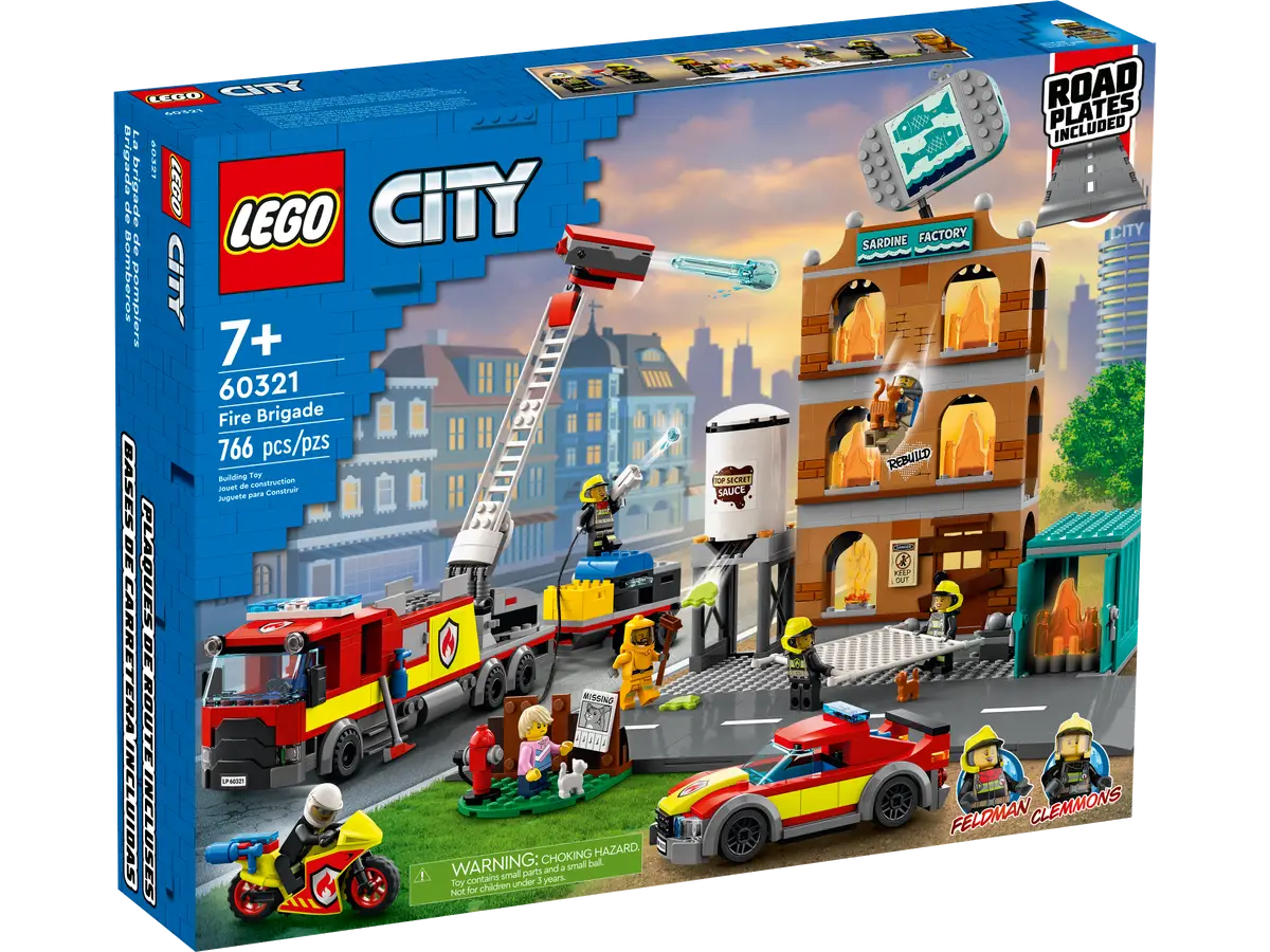 LEGO City 60321 Fire Brigade Set – 766 Pieces – For Kids 7+ Years – Fire Truck, Helicopter, and Building Blaze Rescue