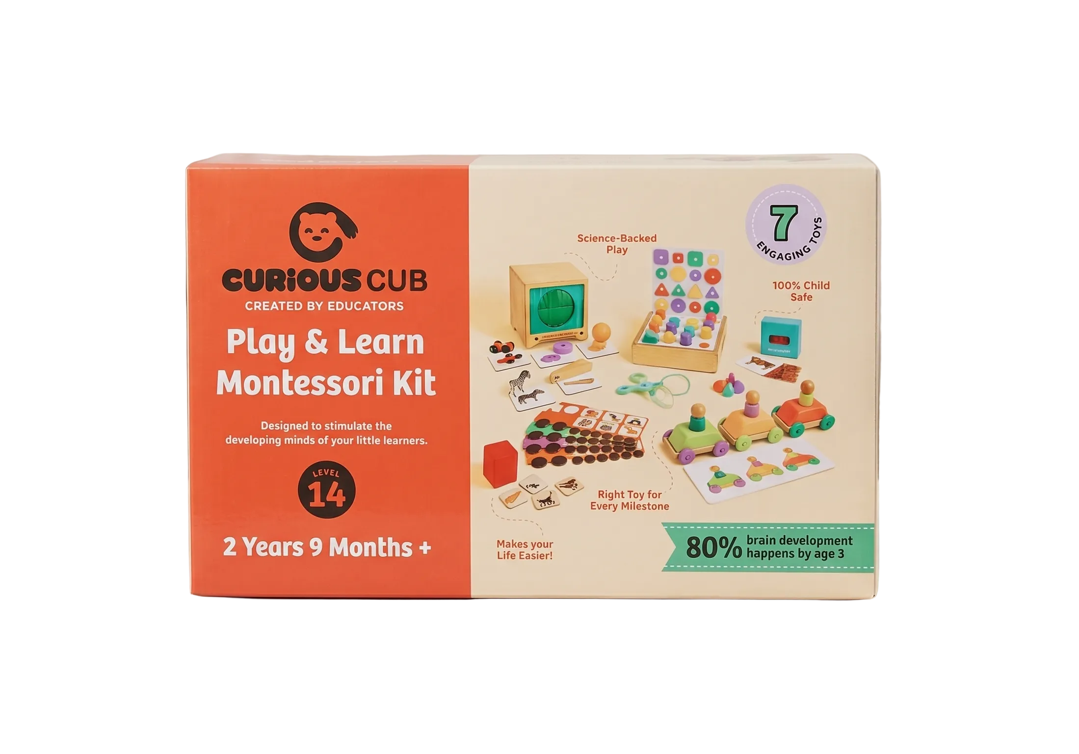 Curious Cub Level 14 Montessori Play & Learn Kit (33 Months+) | Premium 7-Piece Educational Toy Set for Sensory & Cognitive Development