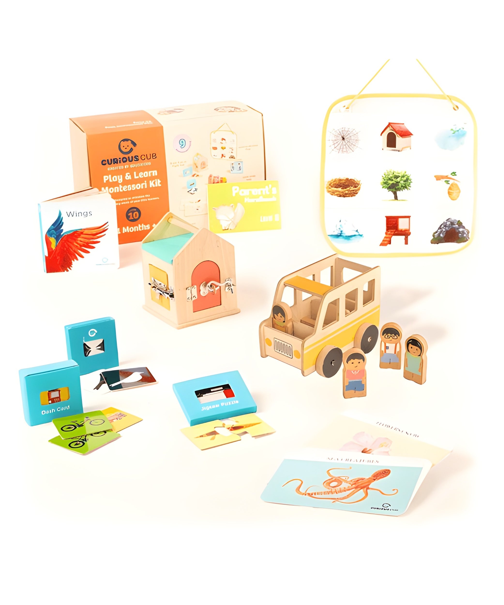 Curious Cub Level 10 Montessori Play & Learn Kit (21 Months+) | Premium 9-Piece Educational Wooden Toy Set for Toddler Cognitive & Fine Motor Skills Development - MINIMEE KIDS