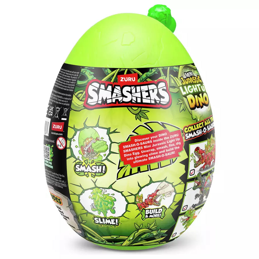 Zuru Smashers Mini Jurassic Light Up Dino - Over 6 Surprises, Unbox, Build & Battle Dino Fun for Kids 5+