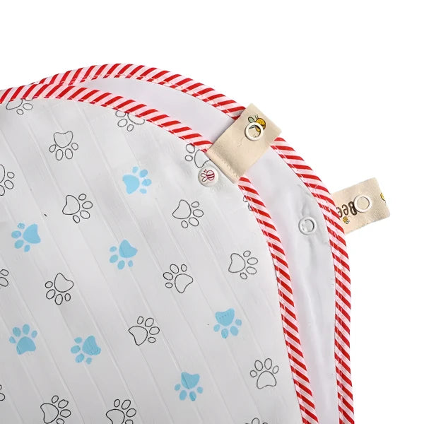 BeeLittle Organic Little Paw Muslin Burpy Bib - 100% Soft Cotton | Stylish & Absorbent Burp Cloth for Babies | 58 cm x 23 cm